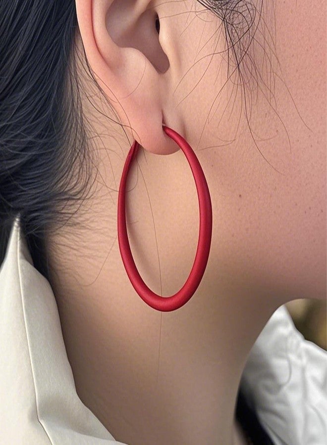 Lookray Colorful Hoop Earrings for Women,Vintage 80s 90s Hoop Dangle Earrings Matte Large Round Loop Earring 80s 90s Neon Bridal Party Wedding Accessories (Style-C) - Image 5